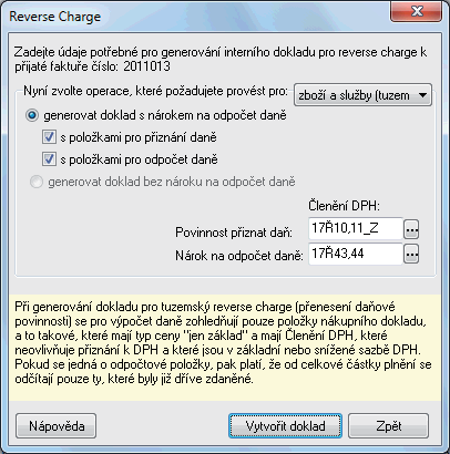 Přenesení daňové povinnosti Reverse charge